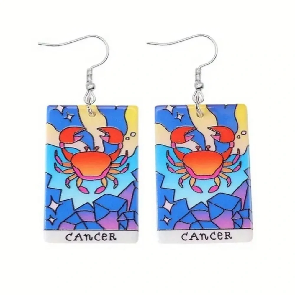 Colorful Cancer Zodiac Earrings